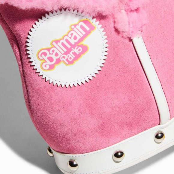 BALMAIN x Barbie Studded Shearling Suede Winter Boots - Picture 4 of 5